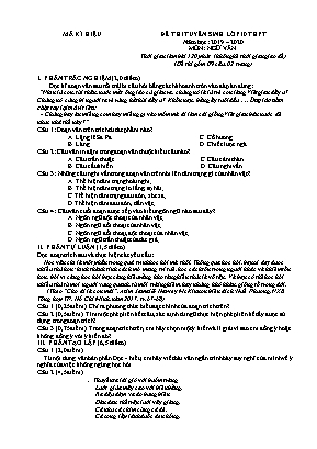 Đề thi tuyển sinh Lớp 10 THPT môn Ngữ văn - Năm học 2019-2020 (Có đáp án)